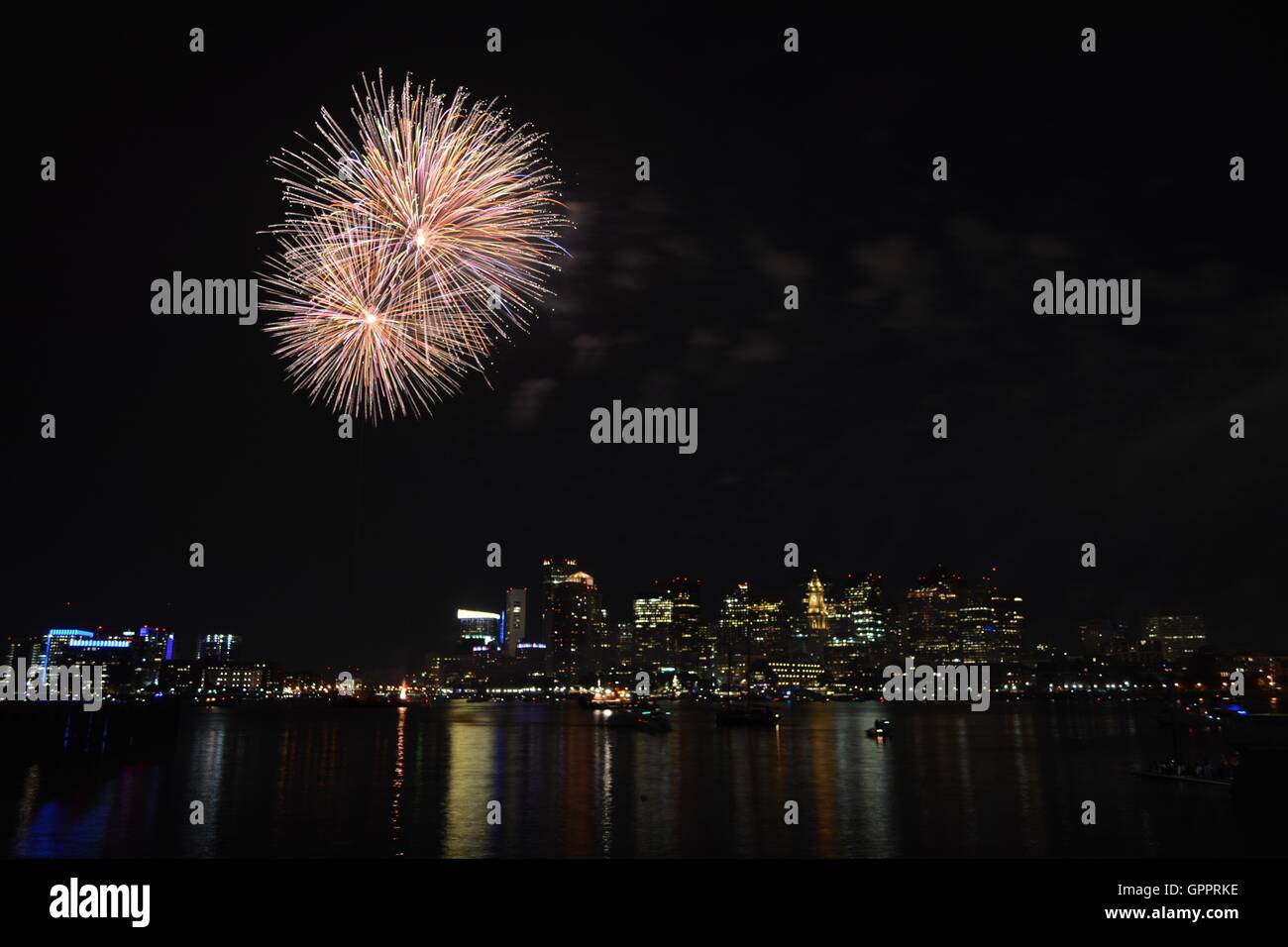 Labor Day fireworks over Boston Harbor in Boston, Massachusetts Stock