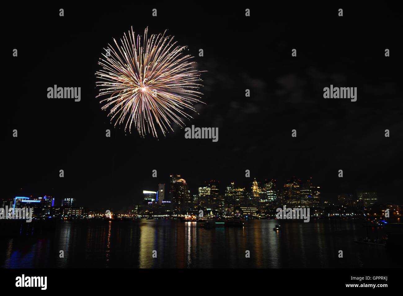 Labor Day fireworks over Boston Harbor in Boston, Massachusetts Stock