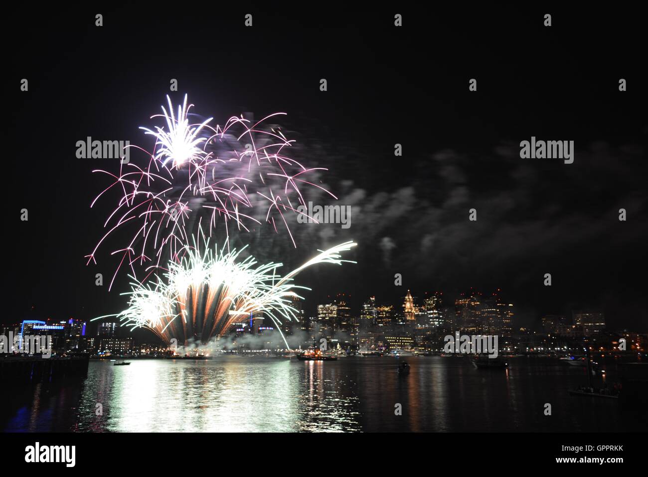 Labor Day fireworks over Boston Harbor in Boston, Massachusetts Stock
