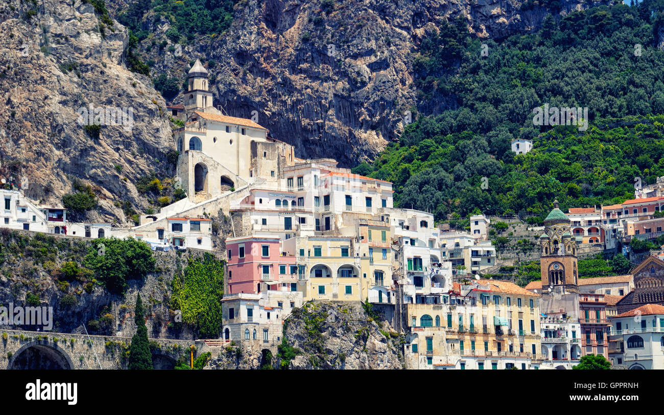 Colorful Amalfi Italian Coastline Stock Photo