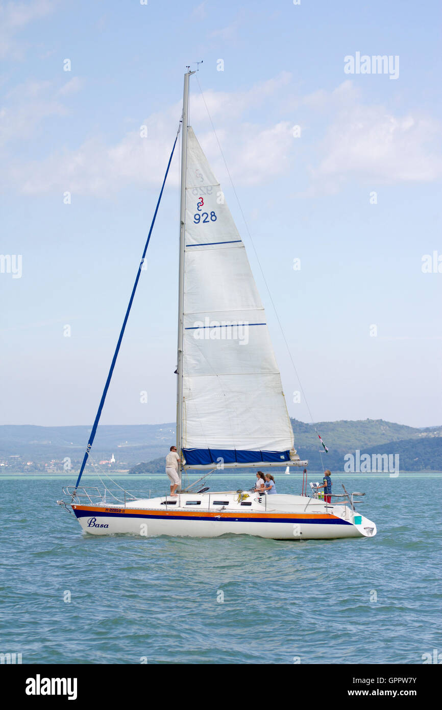 Sailing boat on lake Balaton Stock Photo Alamy