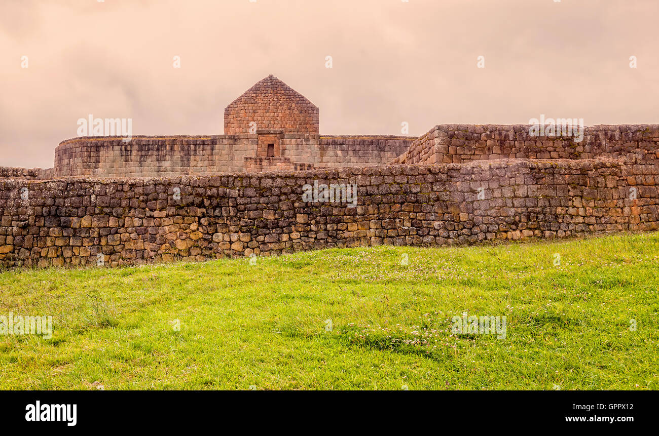 View Of The Ancient Inca Ruins Of Ingapirca On An Overcast Day, Ecuador, South America Stock Photo