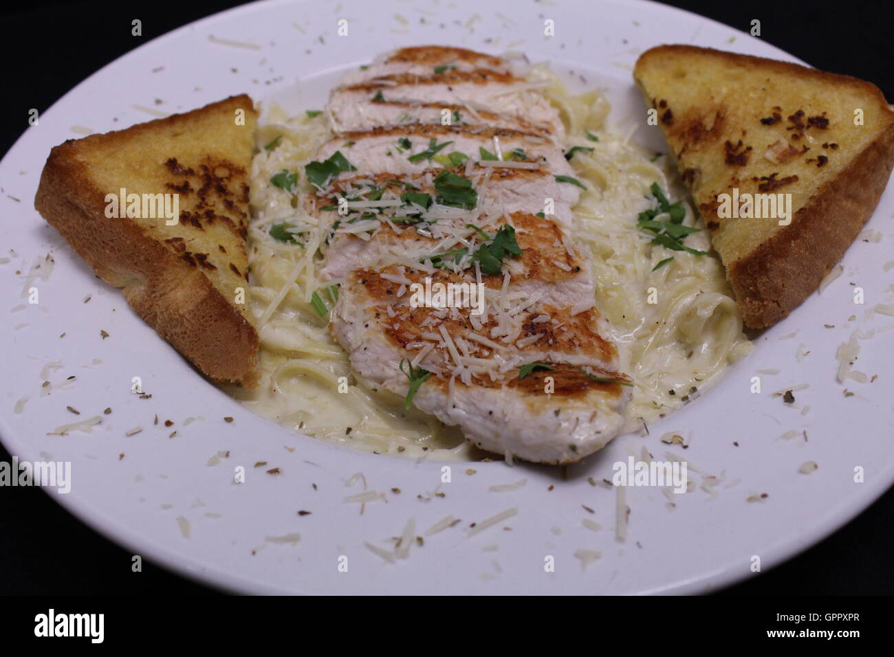 Grilled Chicken Alfredo Stock Photo Alamy