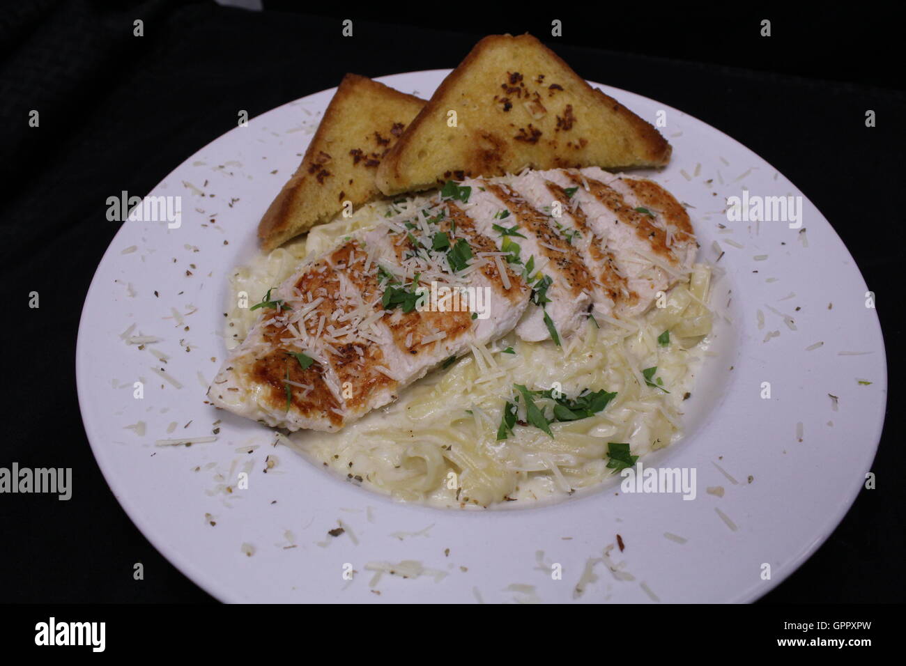 Grilled Chicken Alfredo Stock Photo Alamy