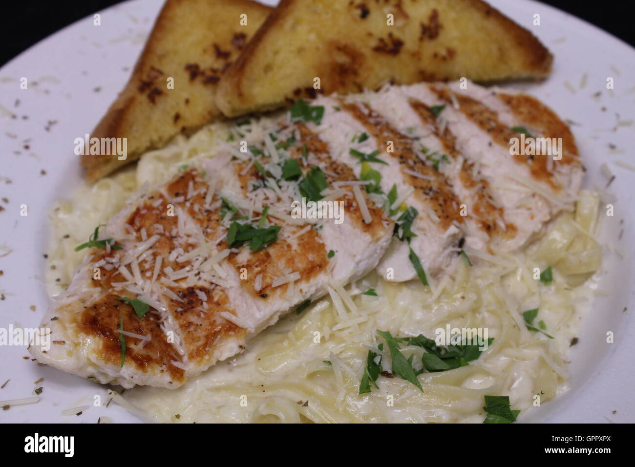 Grilled Chicken Alfredo Stock Photo Alamy
