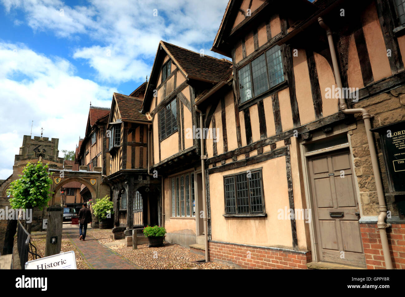 Half timbered buildings of the Lord Leycester Hospital, West Gate, Warwick. Stock Photo