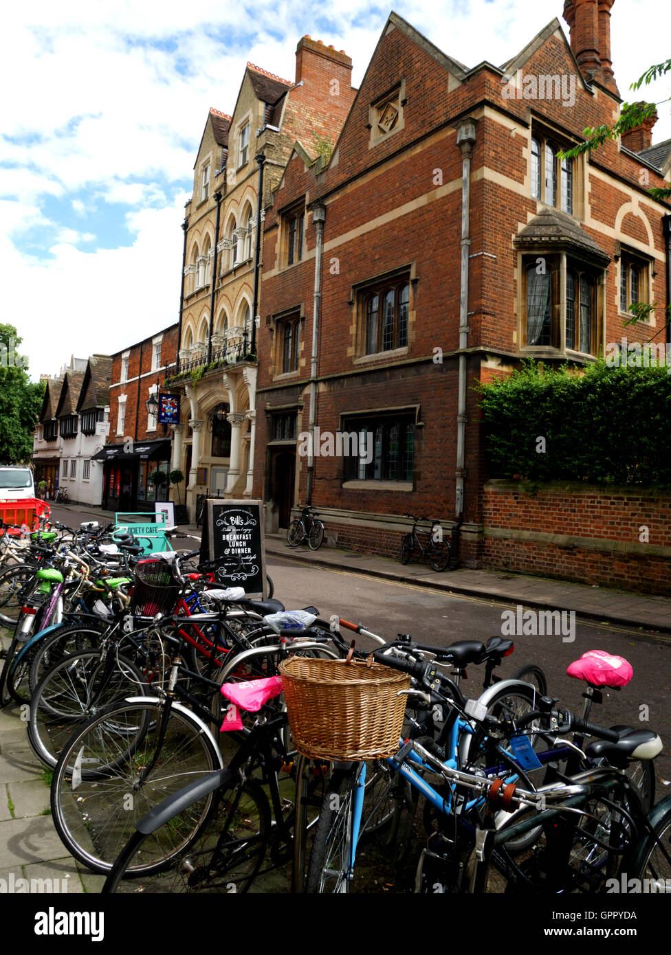Bicycles parked in St Michael's Street, Oxford. Stock Photo