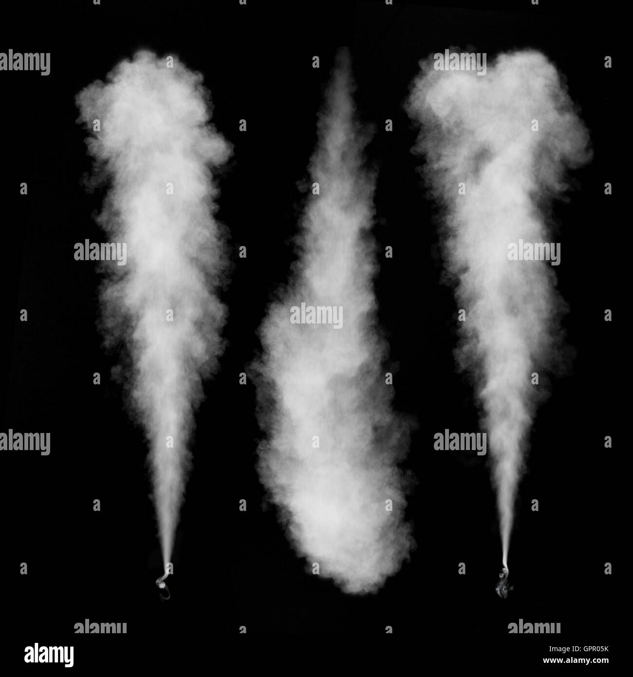 White smoke set isolated on black Stock Photo - Alamy