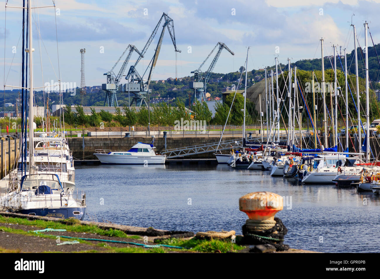 Yacht marina at James Watt Docks, Port Glasgow, Scotland, UK Stock Photo