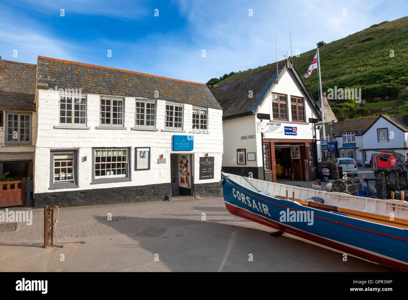 Outlaw's Fish Kitchen, owned by celebrity chef Nathan Outlaw, in Port Isaac, Cornwall, England, U.K. Stock Photo