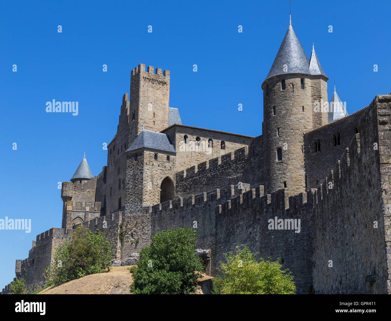 Battlements of Carcassonne Stock Photo