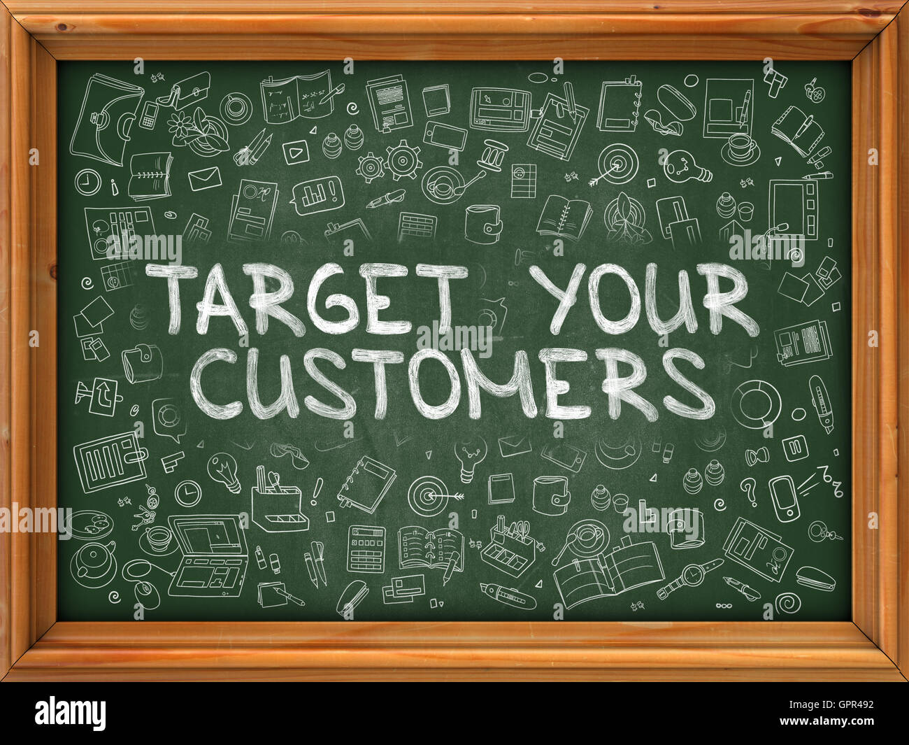 Target Customer Call Out Target Your Customers - Hand Drawn on Green Chalkboard Stock Photo - Alamy