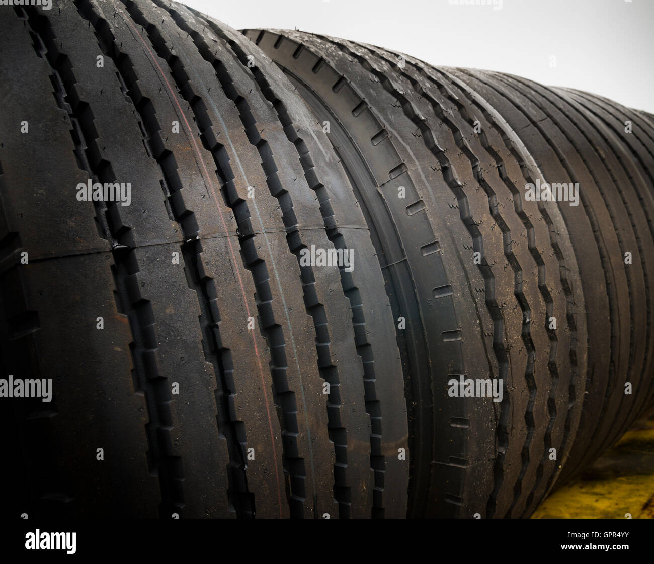 closeup of brand new truck tires Stock Photo