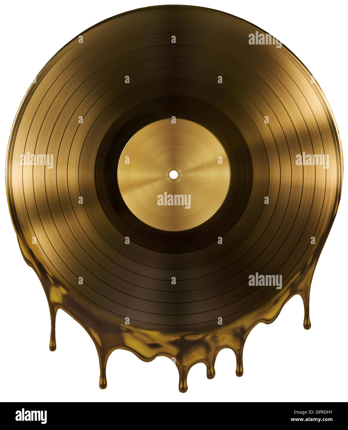 molten or melted record music disc award isolated on black Stock Photo