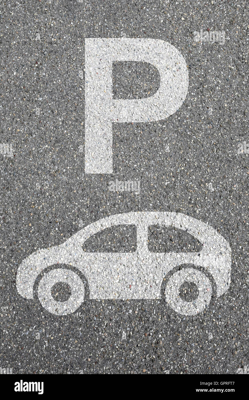 Parking lot sign car park vehicle street road traffic city mobility transport Stock Photo