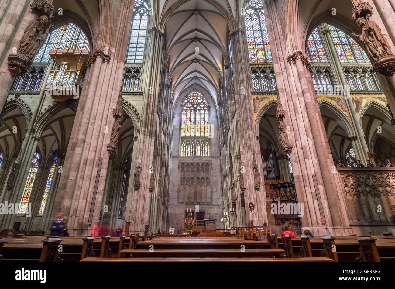Interior of the Cologne Cathedral. Roman Catholic cathedral. Stock Photo