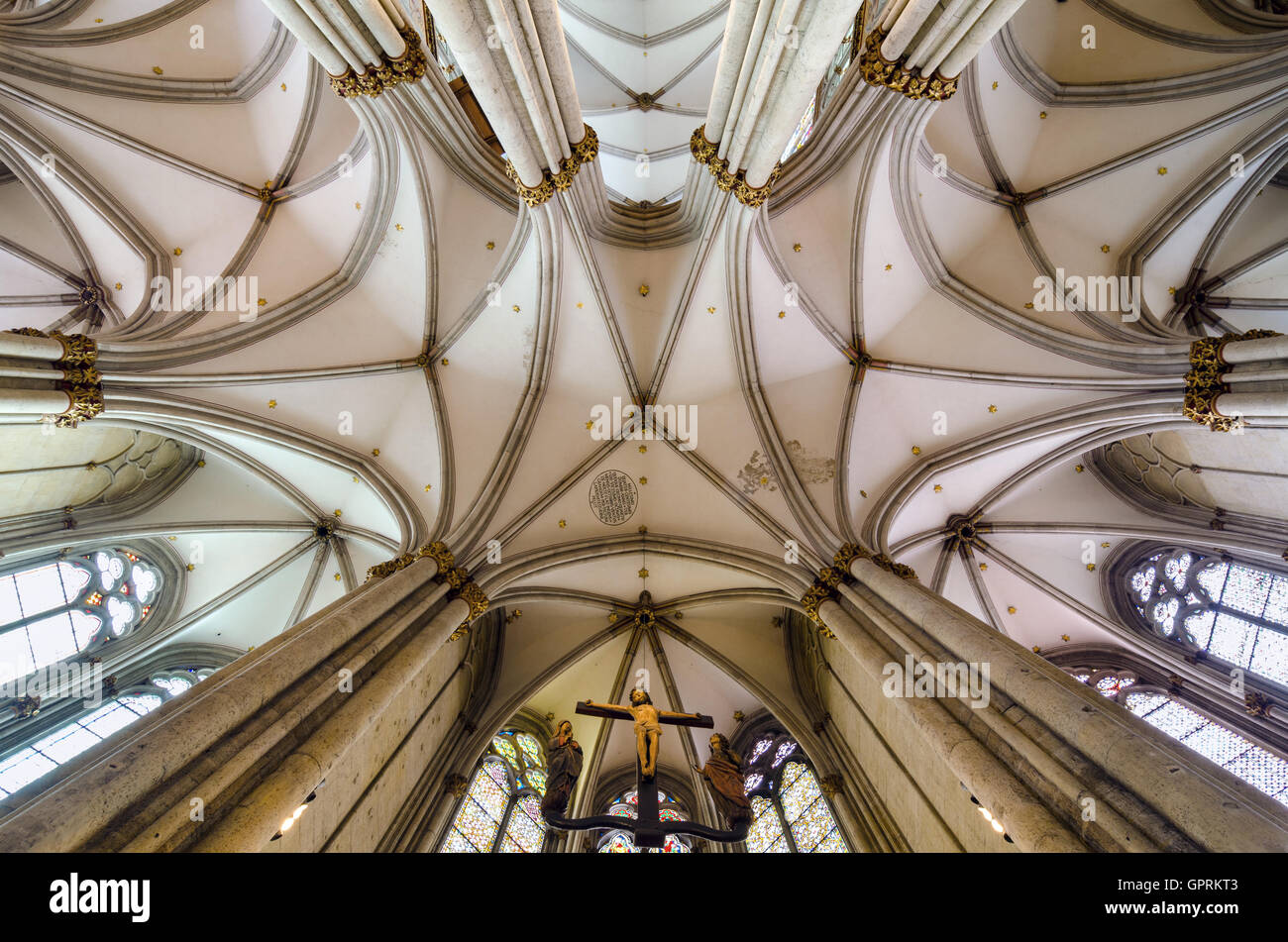 Ceiling of the Roman Catholic Cologne Cathedral, Germany. Stock Photo