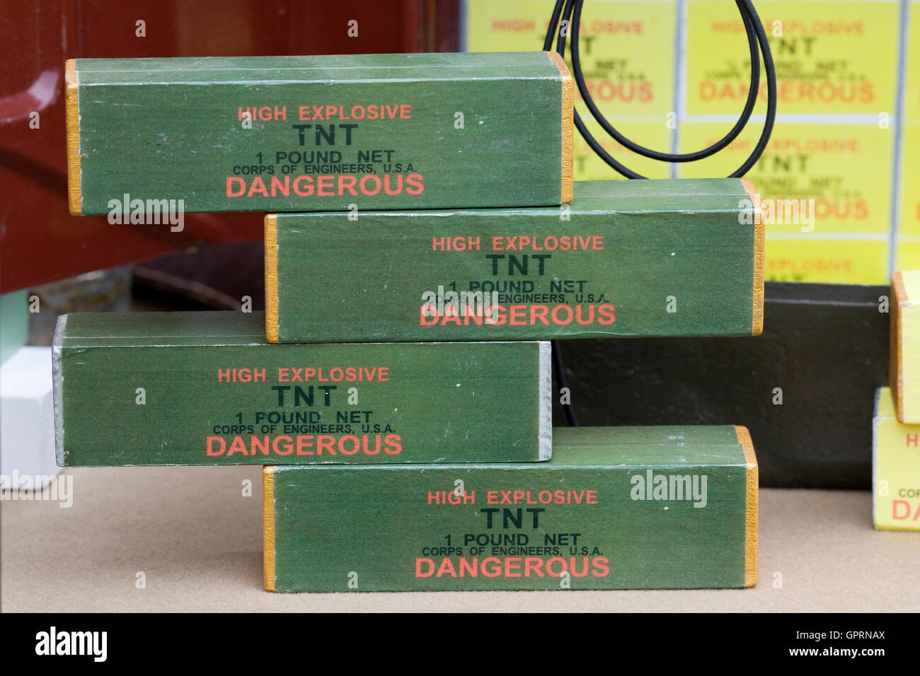 TNT High explosives and dynamite with fuse wire Stock Photo Alamy