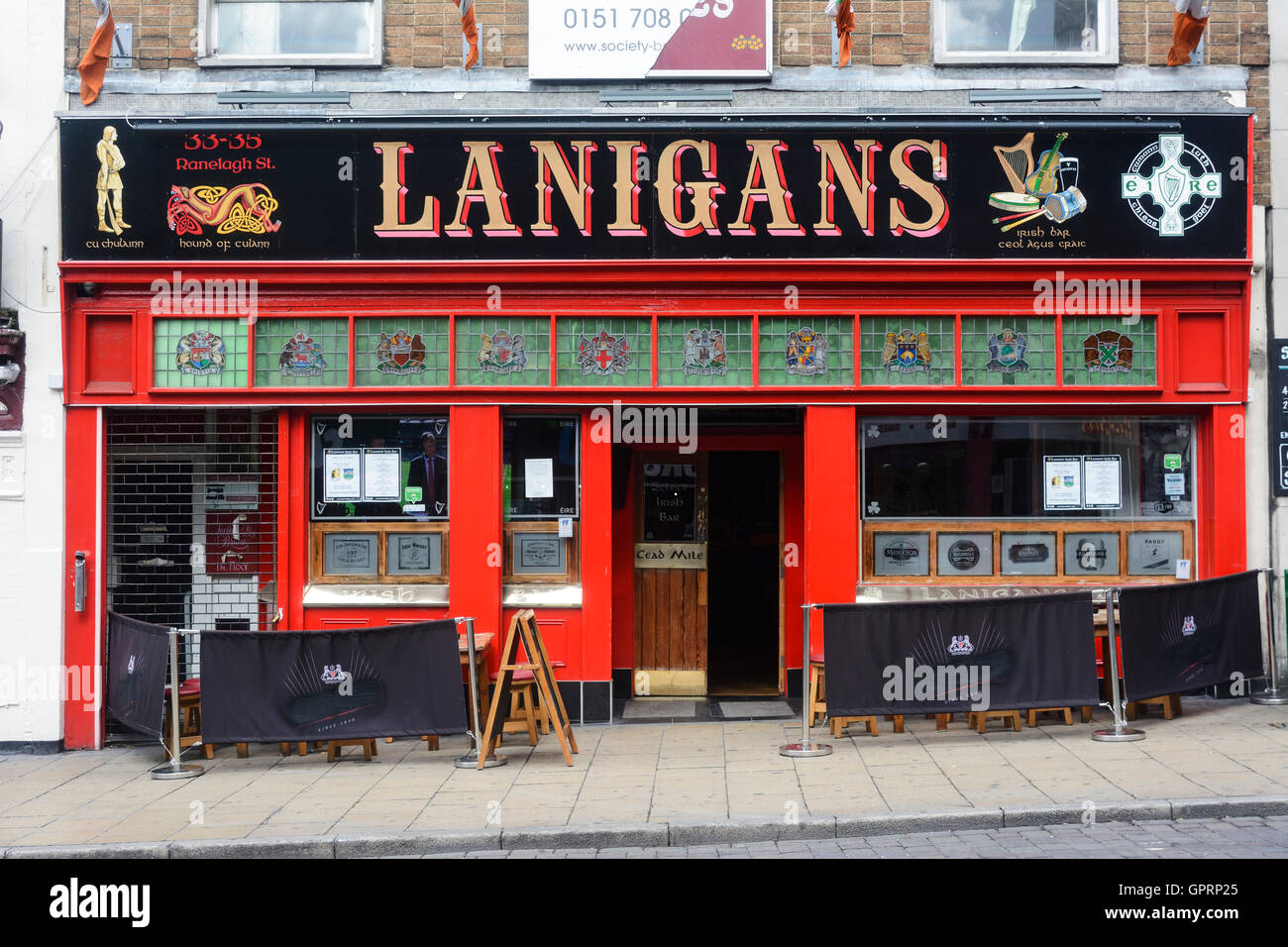 Lanigans Irish Bar in Ranelagh Street, Liverpool city centre. Stock Photo