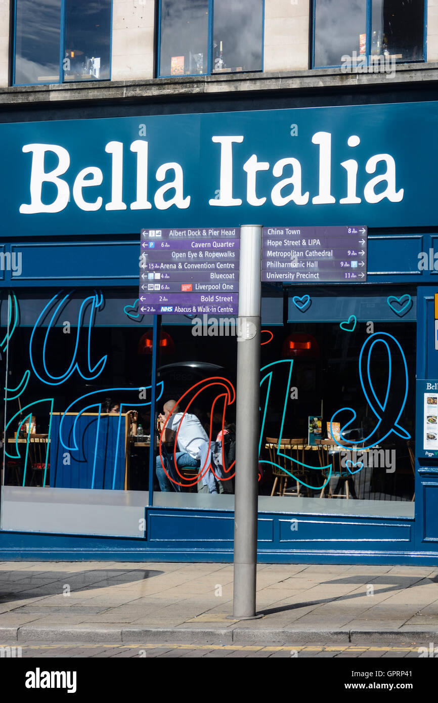 Bella Italia - Italian restaurant in Ranelagh Street, Liverpool. Stock Photo