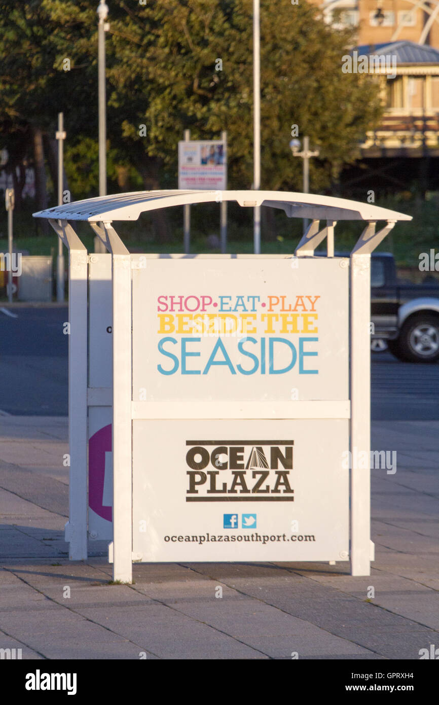 Shop, Eat, Play beside the seaside, in Southport, Merseyside, UK Stock Photo