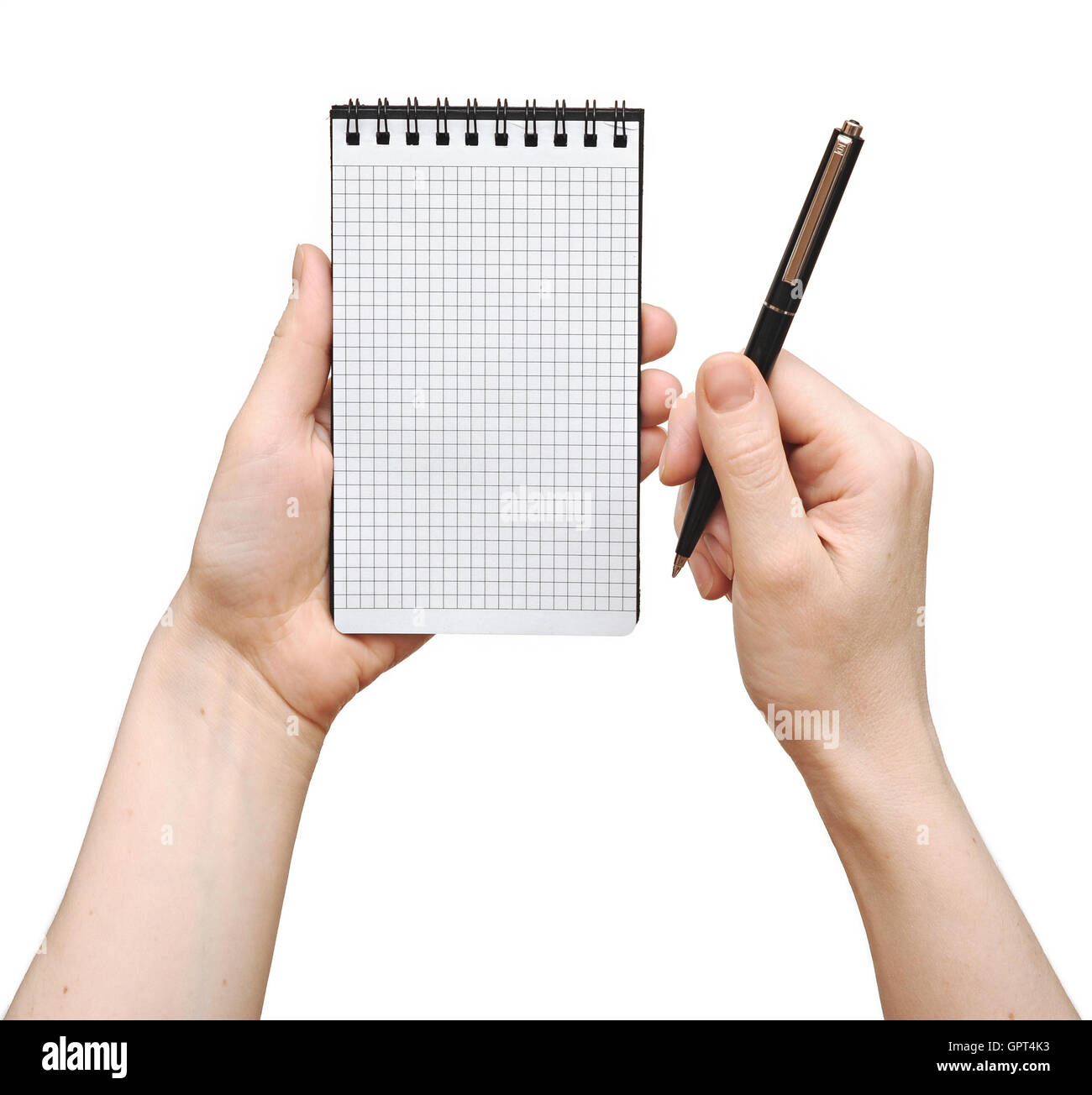 human hand take a note on blank notepad Stock Photo - Alamy