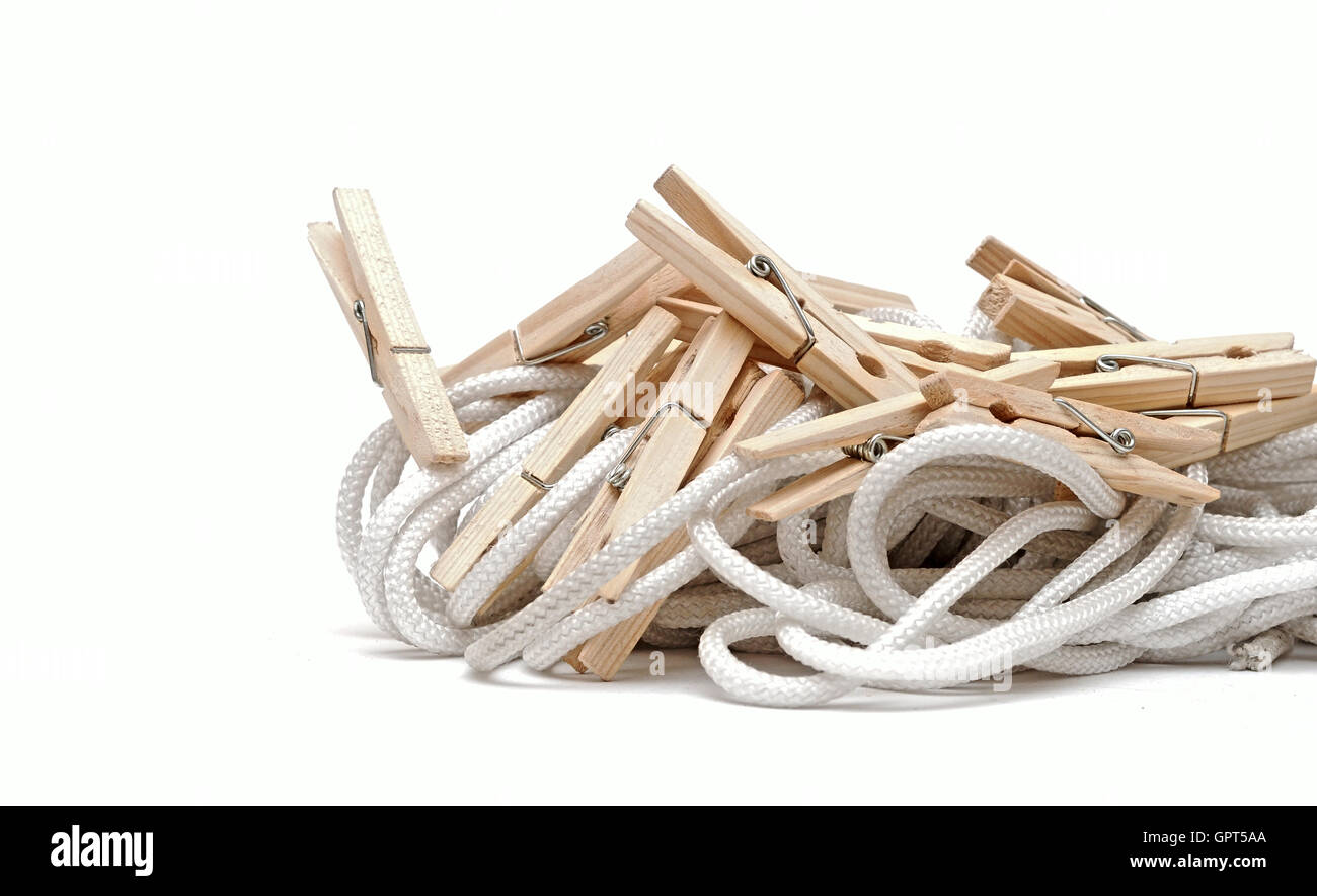 clothespins on rope Stock Photo Alamy