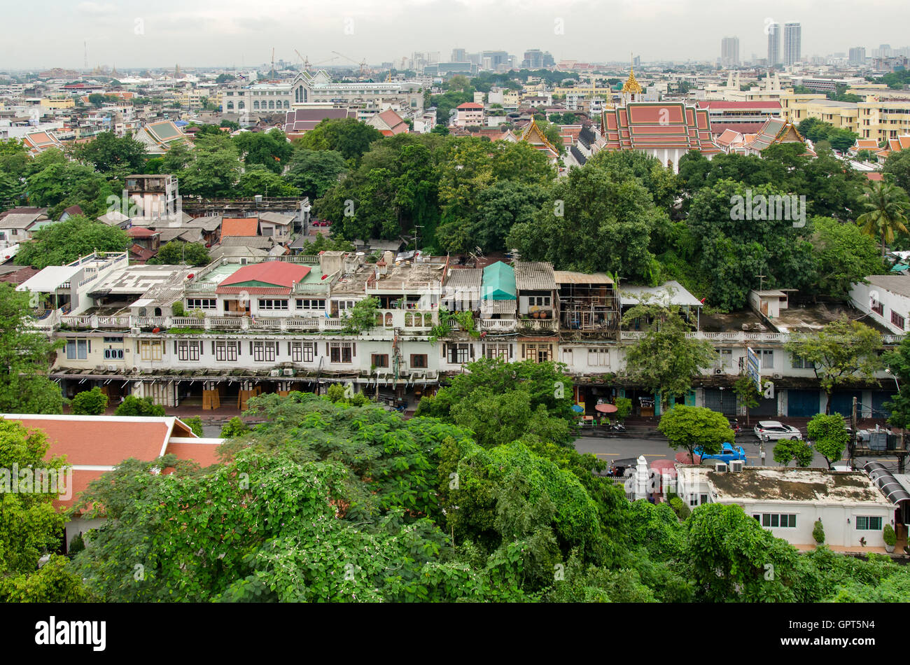 Bangkok (Thailand) skyline view from the Golden Mount Stock Photo