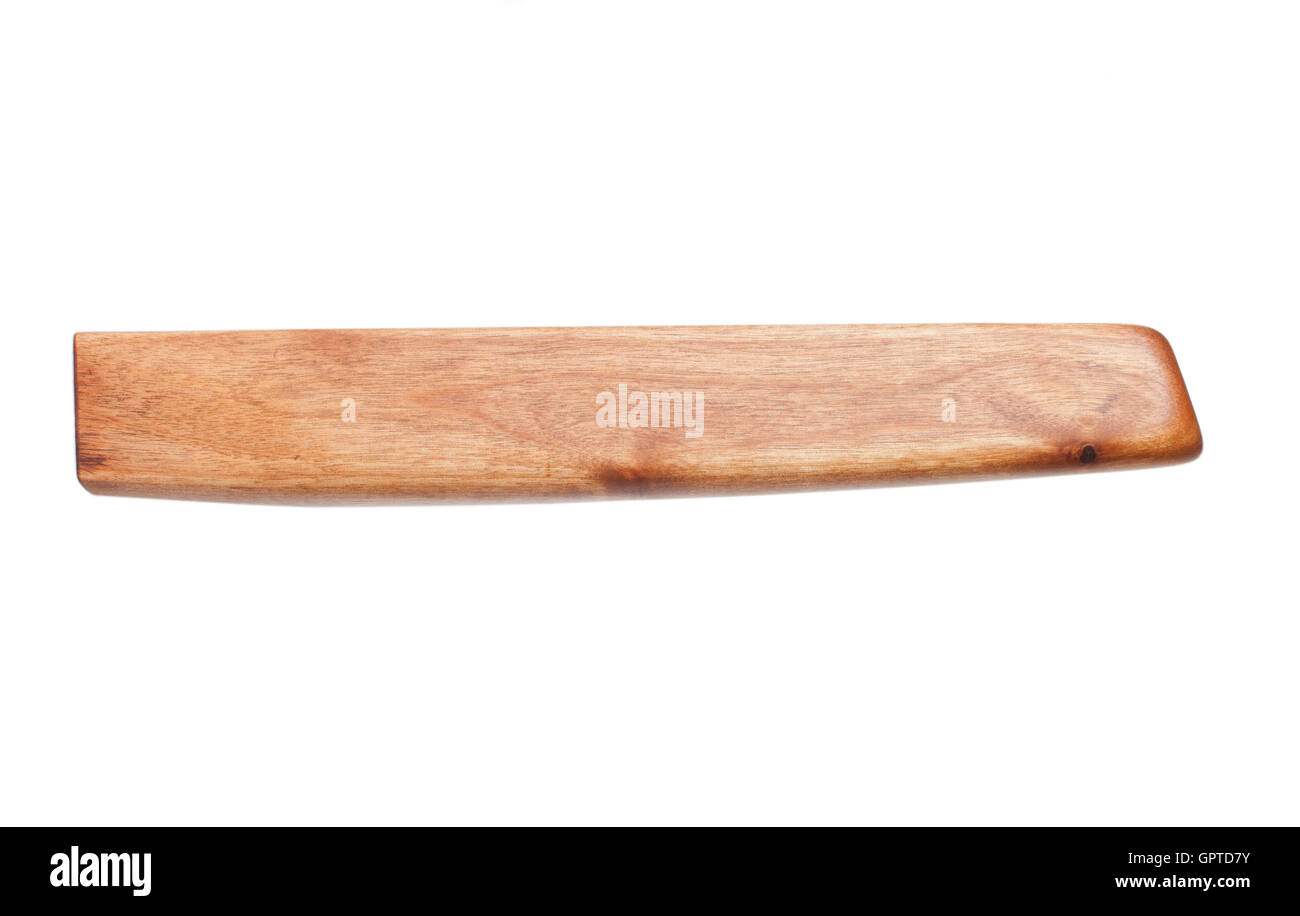 Rifle fore end isolated on white while it is being refinished with