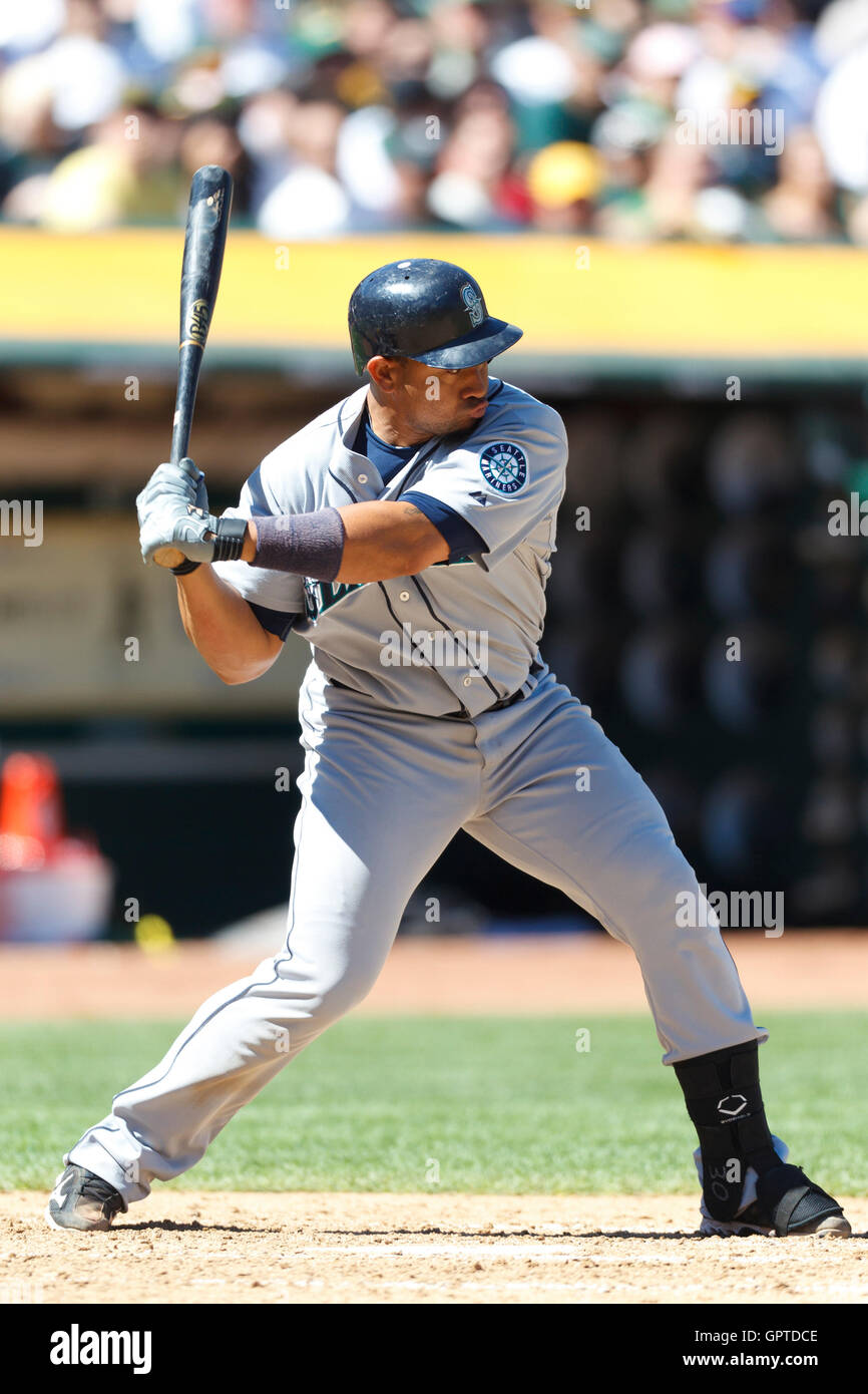 April 3, 2011; Oakland, CA, USA; Seattle Mariners catcher Miguel Olivo