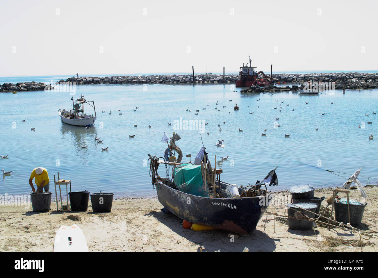 yacht harbour, fishing boat Stock Photo