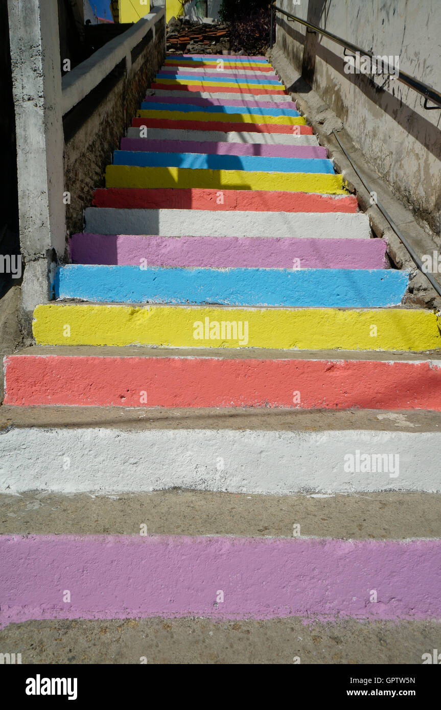 painted stairs in Acapulco, Mexico Stock Photo