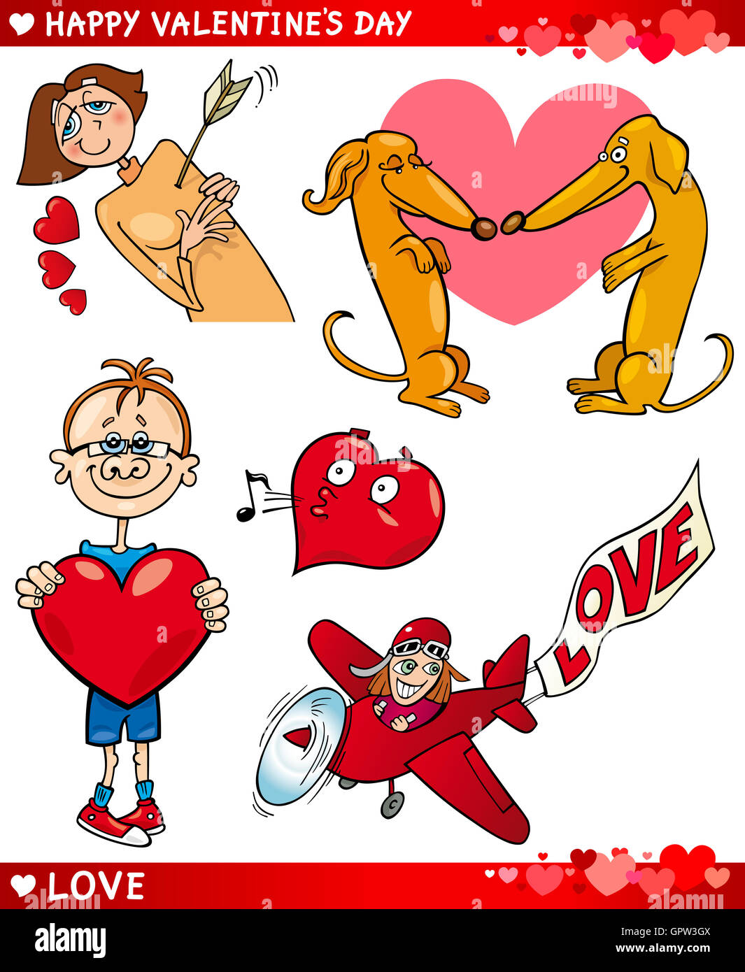 valentine cartoon illustration love set Stock Photo - Alamy