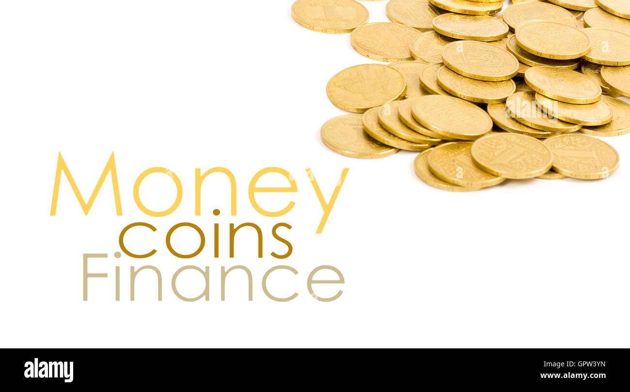 golden coins isolated on white Stock Photo - Alamy