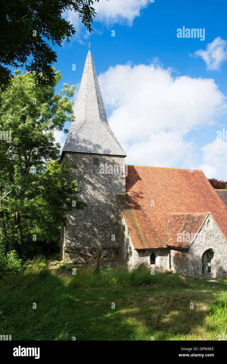 The Church of St Michael and All Angels in the village of Berwick, East Sussex, England, UK Stock Photo