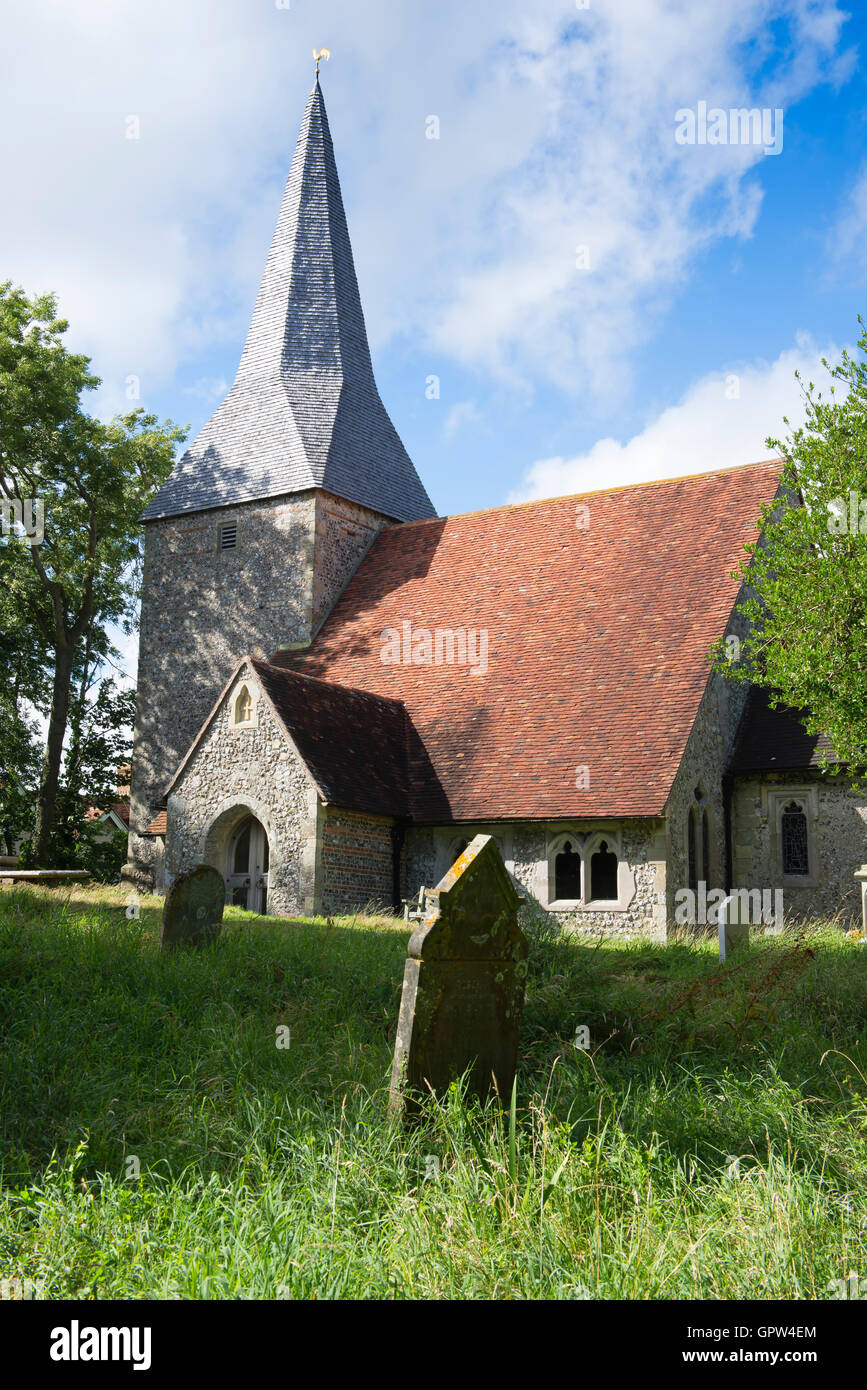 The Church of St Michael and All Angels in the village of Berwick, East Sussex, England, UK Stock Photo