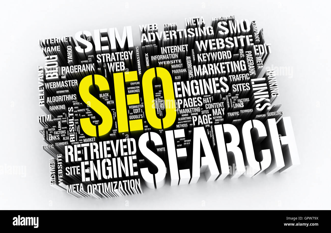 SEO 3D - Search engine optimization isolated on white Stock Photo