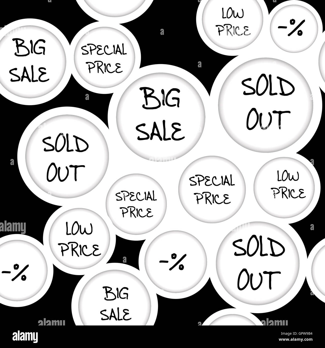 Seamless pattern with round sales and sold announcements Stock Photo ...