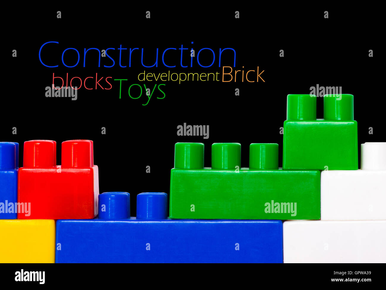 Plastic construction blocks Stock Photo