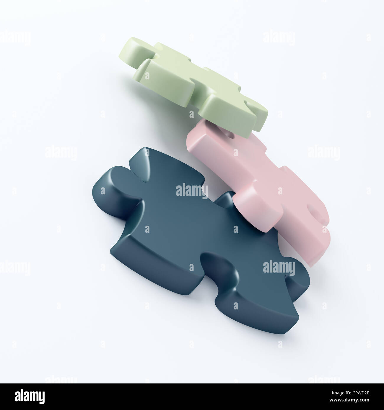 Parts of a puzzle with funny colors on a white background Stock Photo