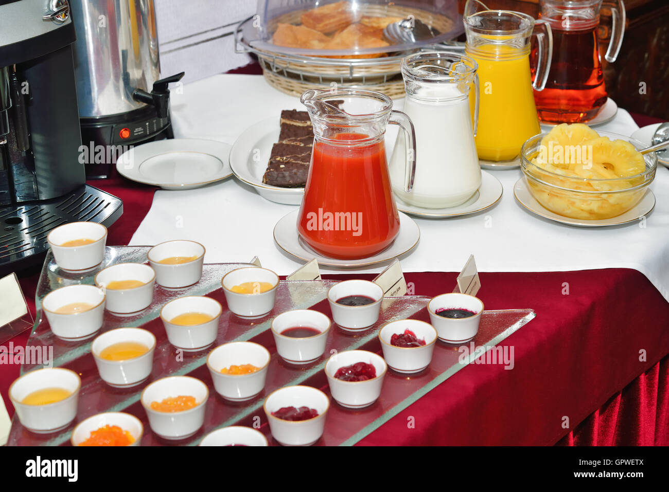 Breakfast at the hotel. Breakfast Buffet Stock Photo - Alamy