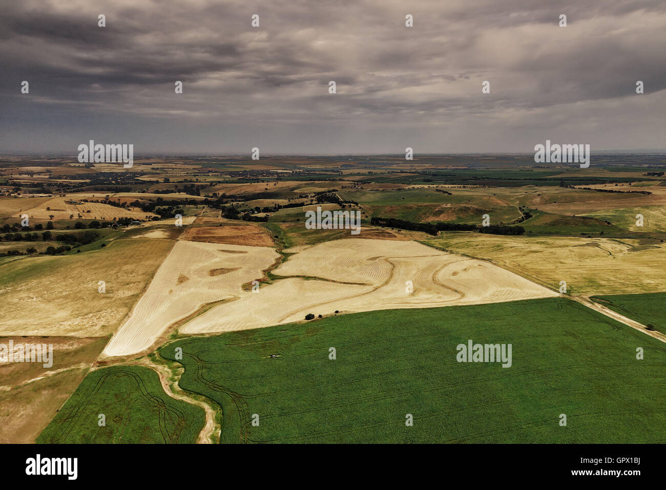 The Rural landscape of the Barossa Valley from the air Stock Photo