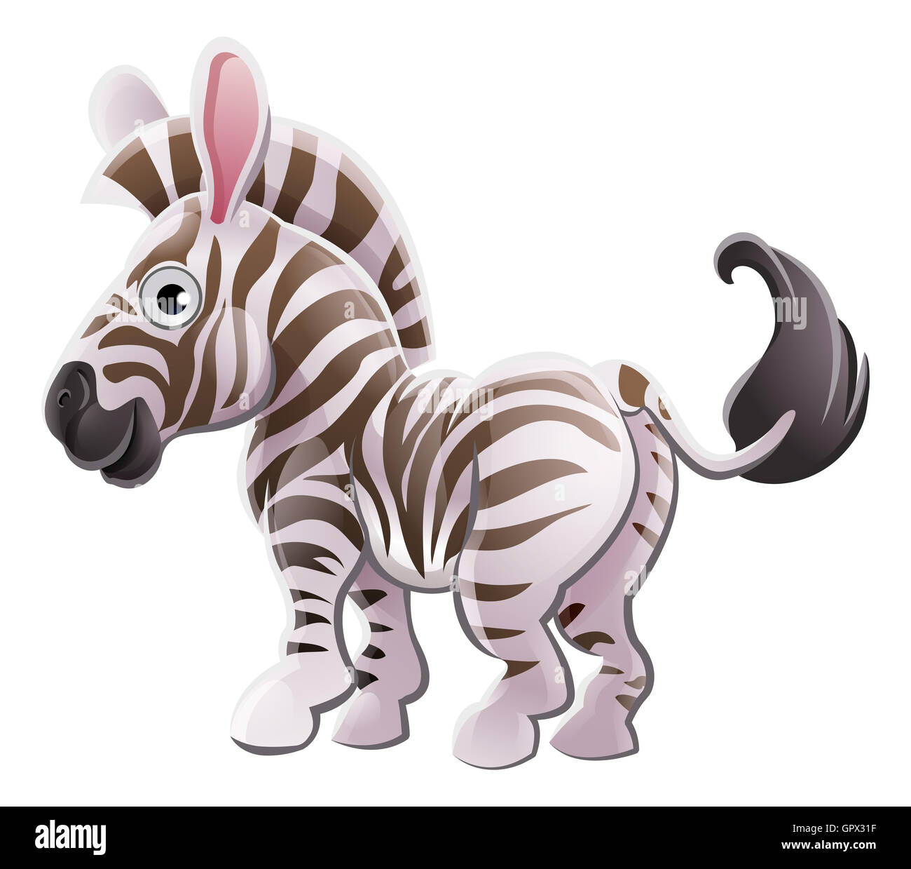 A cute zebra animal cartoon character mascot Stock Photo