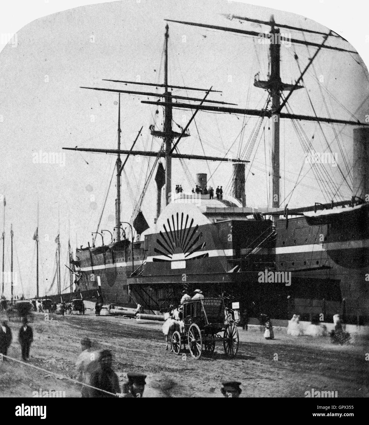 SS GREAT EASTERN in New York harbour in 1860. Stock Photo