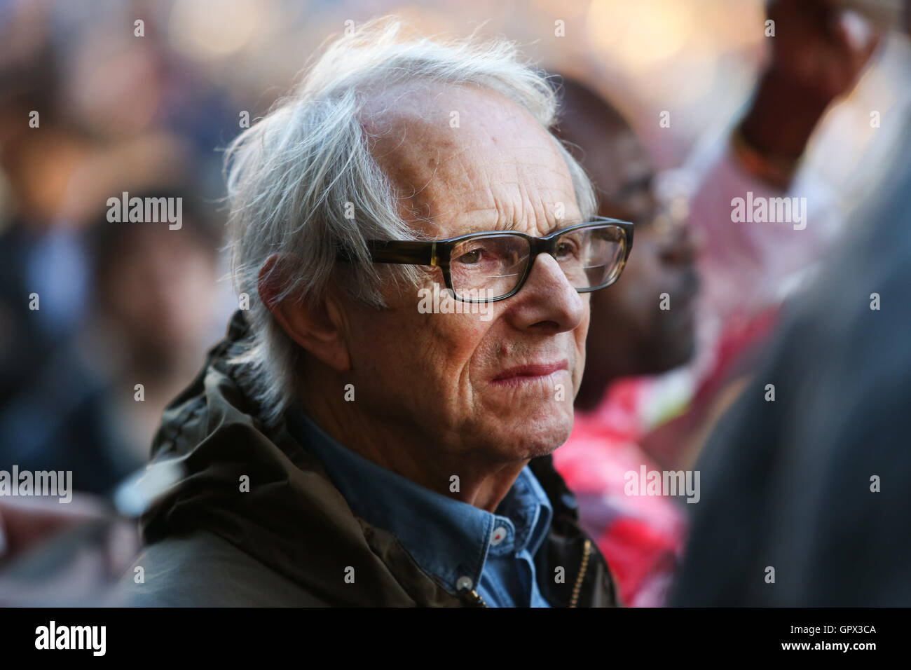 Sheffield, UK. Film director Ken Loach at a Jeremy Corbyn campaign rally in Sheffield, South Yorkshire. Stock Photo