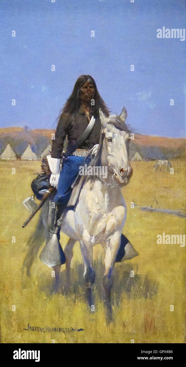 Frederic Remington - Mounted Indian Scout Stock Photo