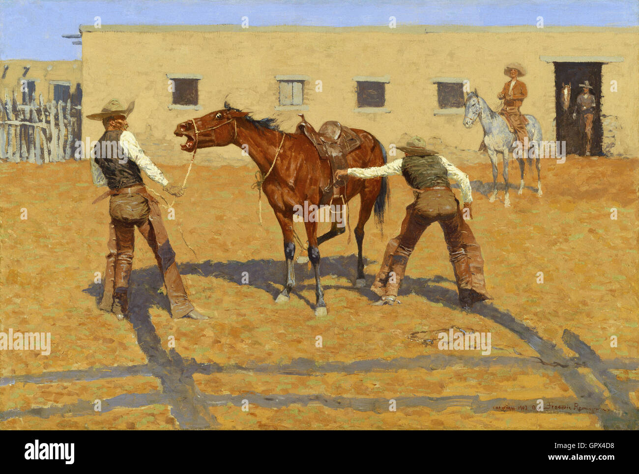Frederic Remington - His First Leson, 1903, Stock Photo