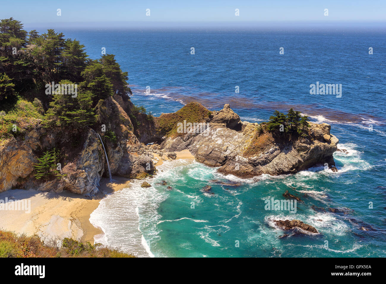 Beautiful beach and falls on the California coast Stock Photo