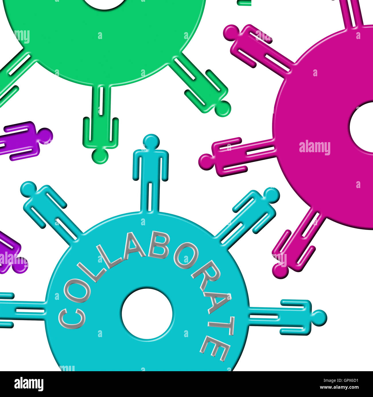 Collaborate Cogs Showing Working Together And Collaborates Stock Photo