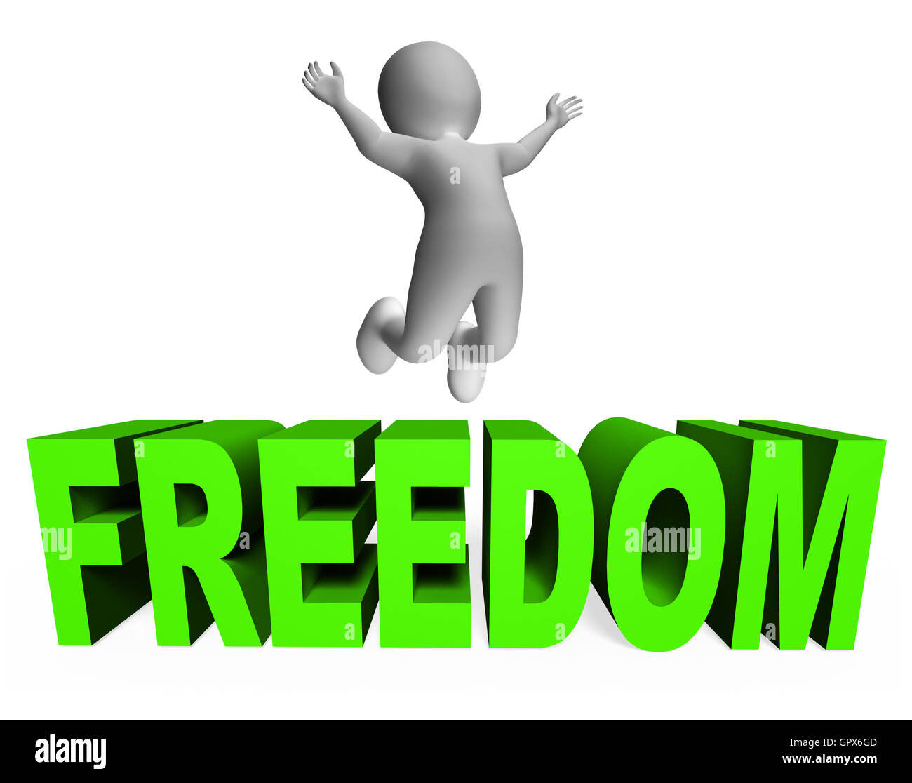 Freedom Character Indicating Break Out And Elude 3d Rendering Stock Photo